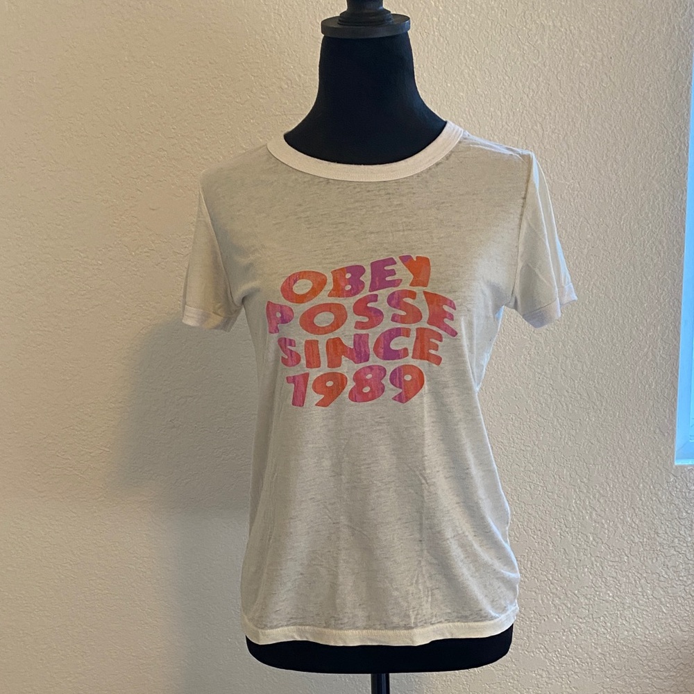 Obey White Tee with Colorful Graphic